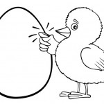 אפרוח חמוד המקיש על ביצה