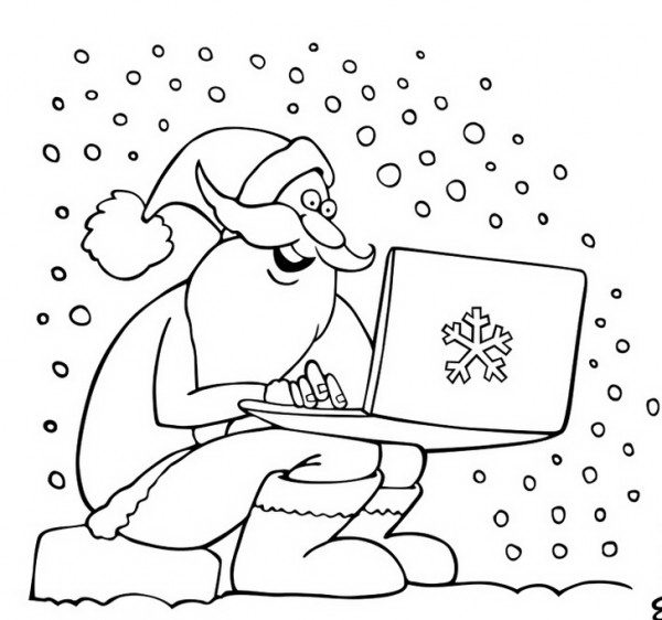 סנטה קלאוס עם מחשב נייד