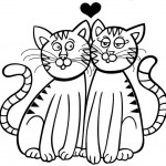 דף צביעה חתולים חמודים מאוהבים