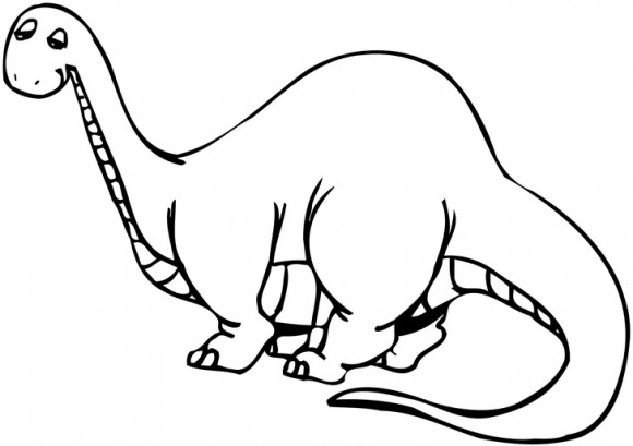 ציורים לילדים של דינוזאור ארוך הצוואר המקסים שבציור נראה מעט מנומנם.